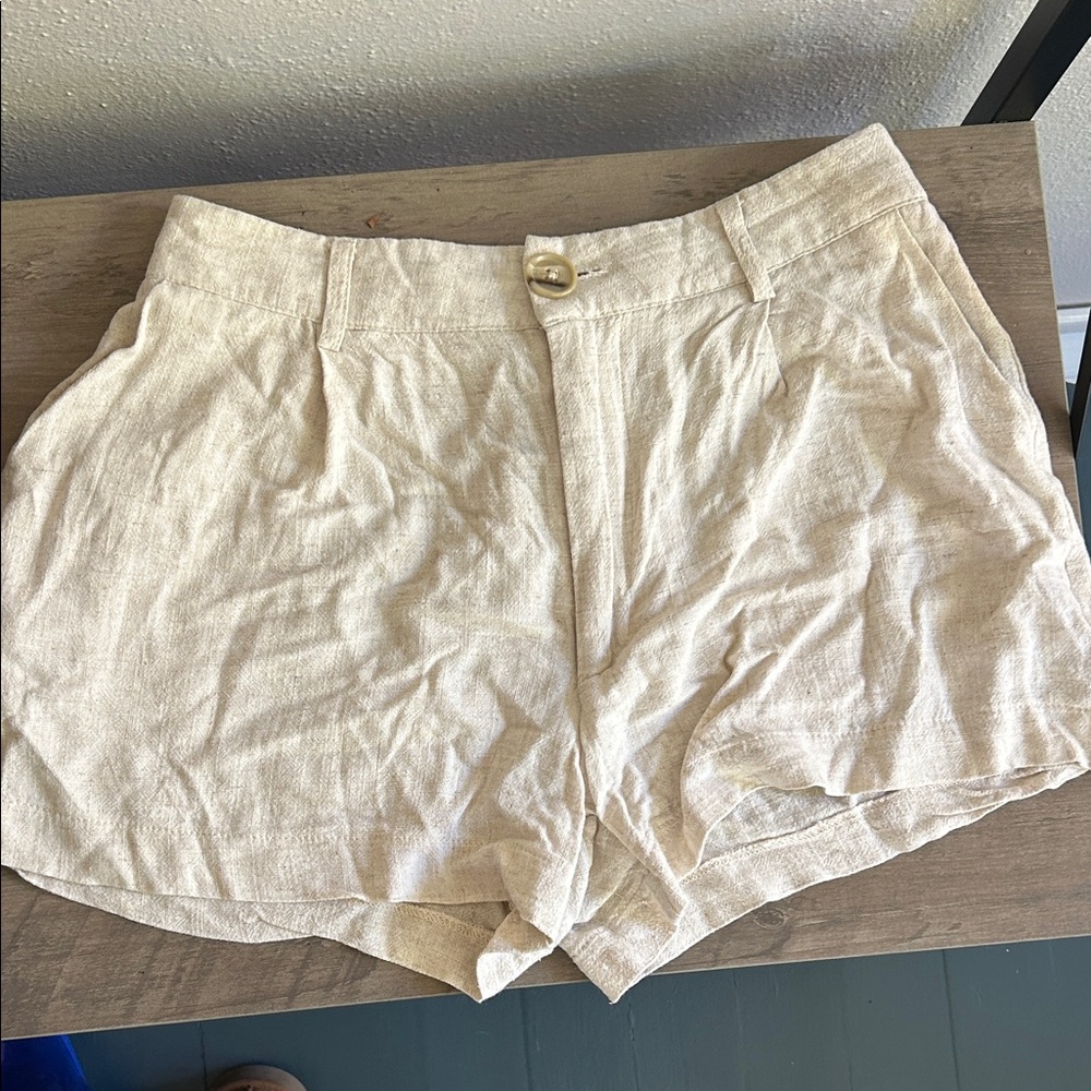 High Waist Cream Shorts